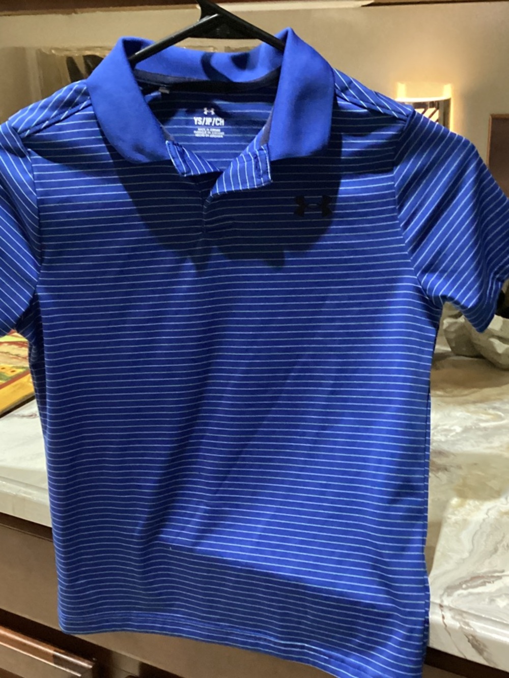 Under Armour Blue Striped Golf Polo